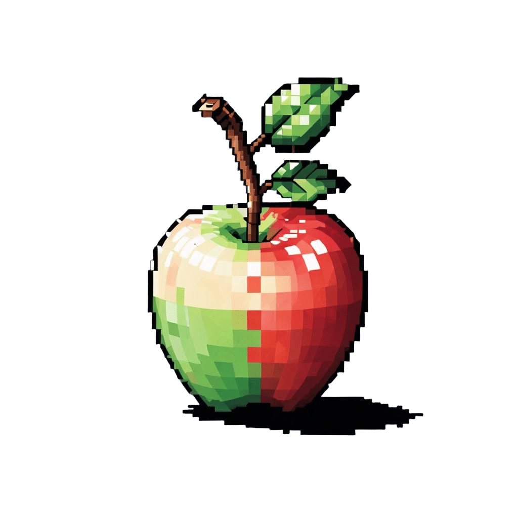 Naive Pixel Art Apple Illustration