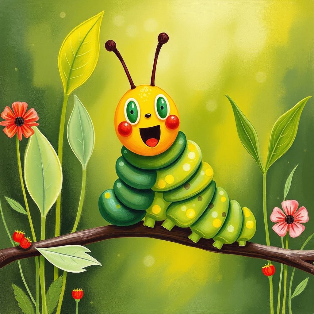 Excited Caterpillar AI Image