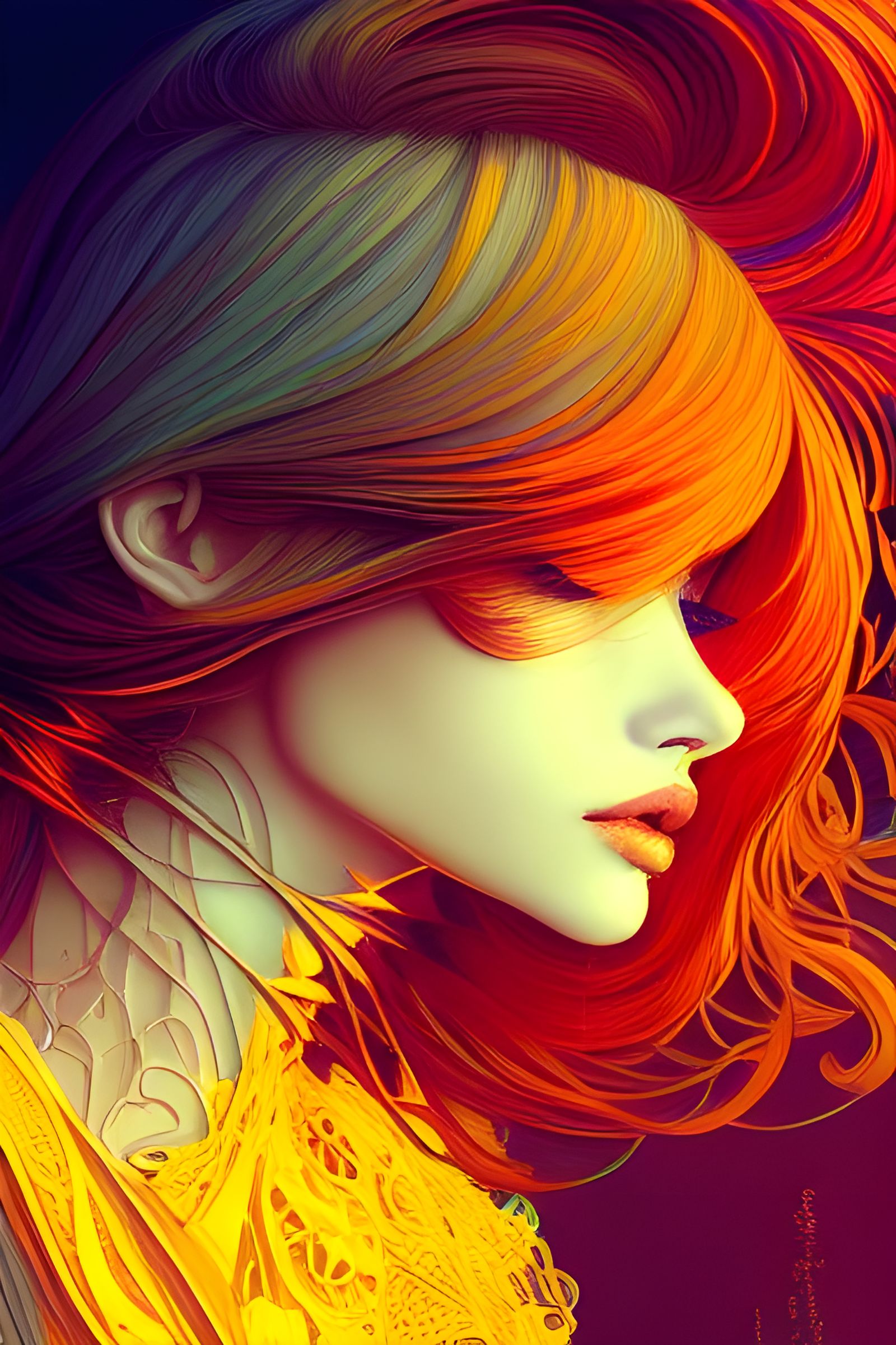 Hyperdetailed Scenic View in Light Yellow and Orange