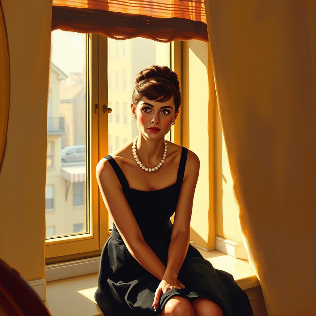 Elegant Audrey Hepburn in a Soft Morning Light