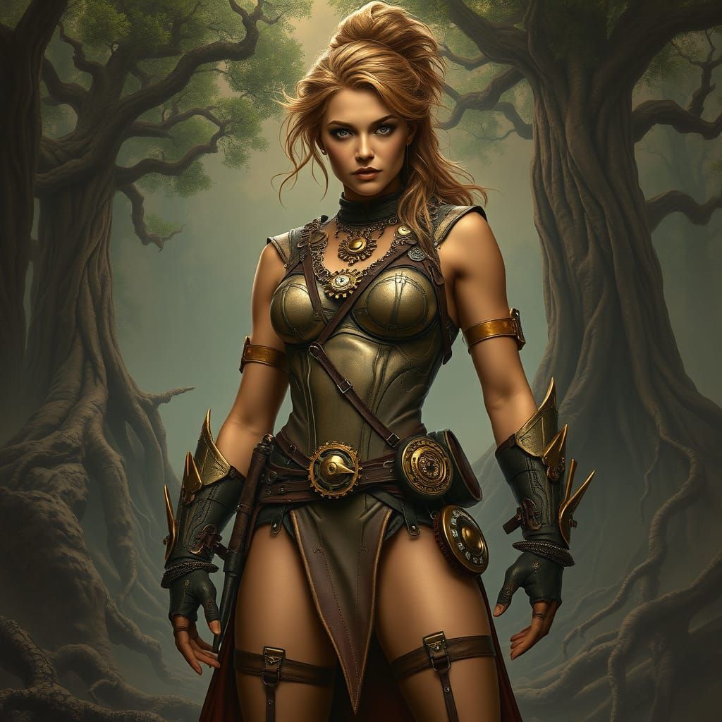 Tan Steampunk Superhero on Woody Planet