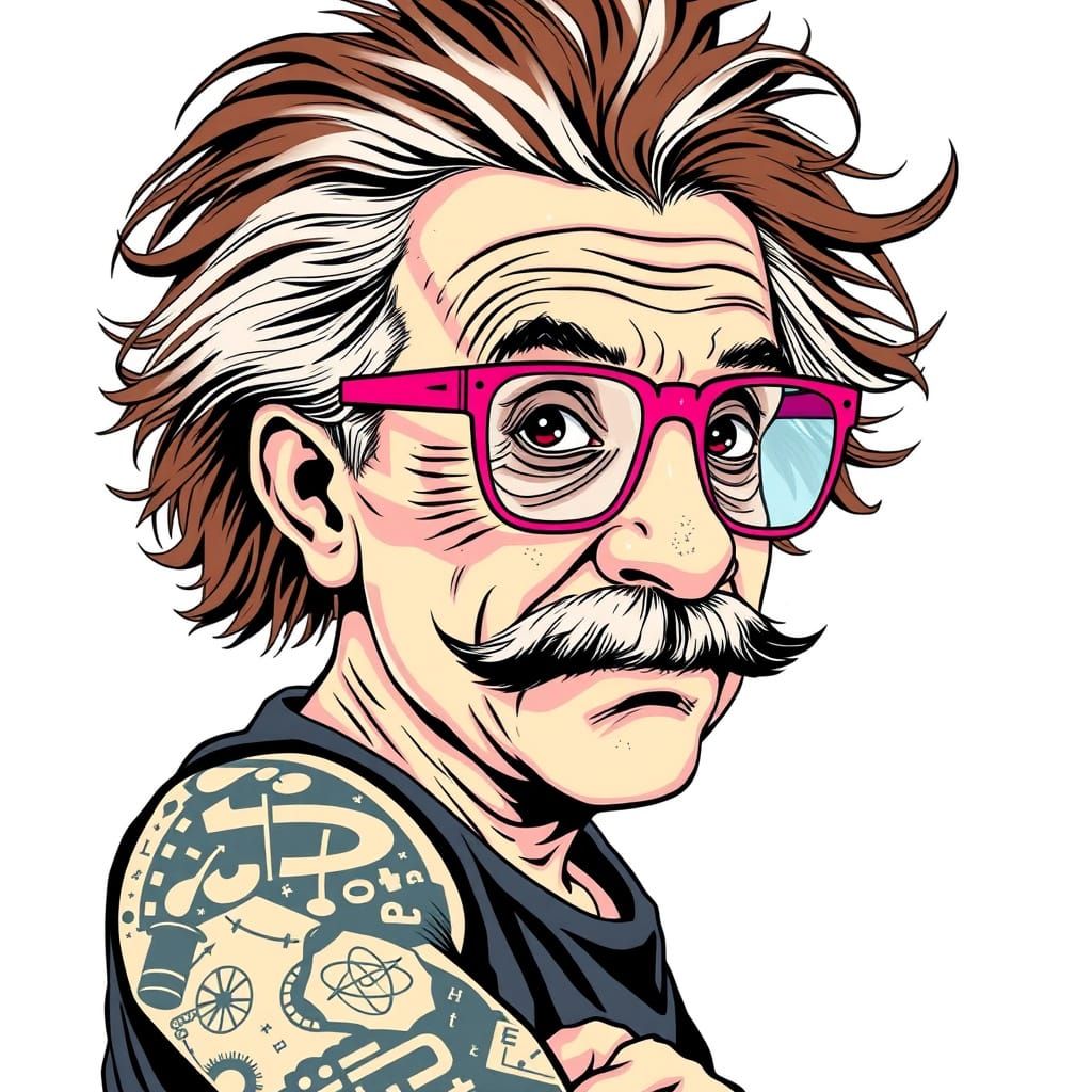 Emo Albert Einstein with Punk Rock Flair