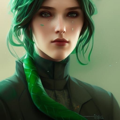 Detailed Portrait of Slytherin Student