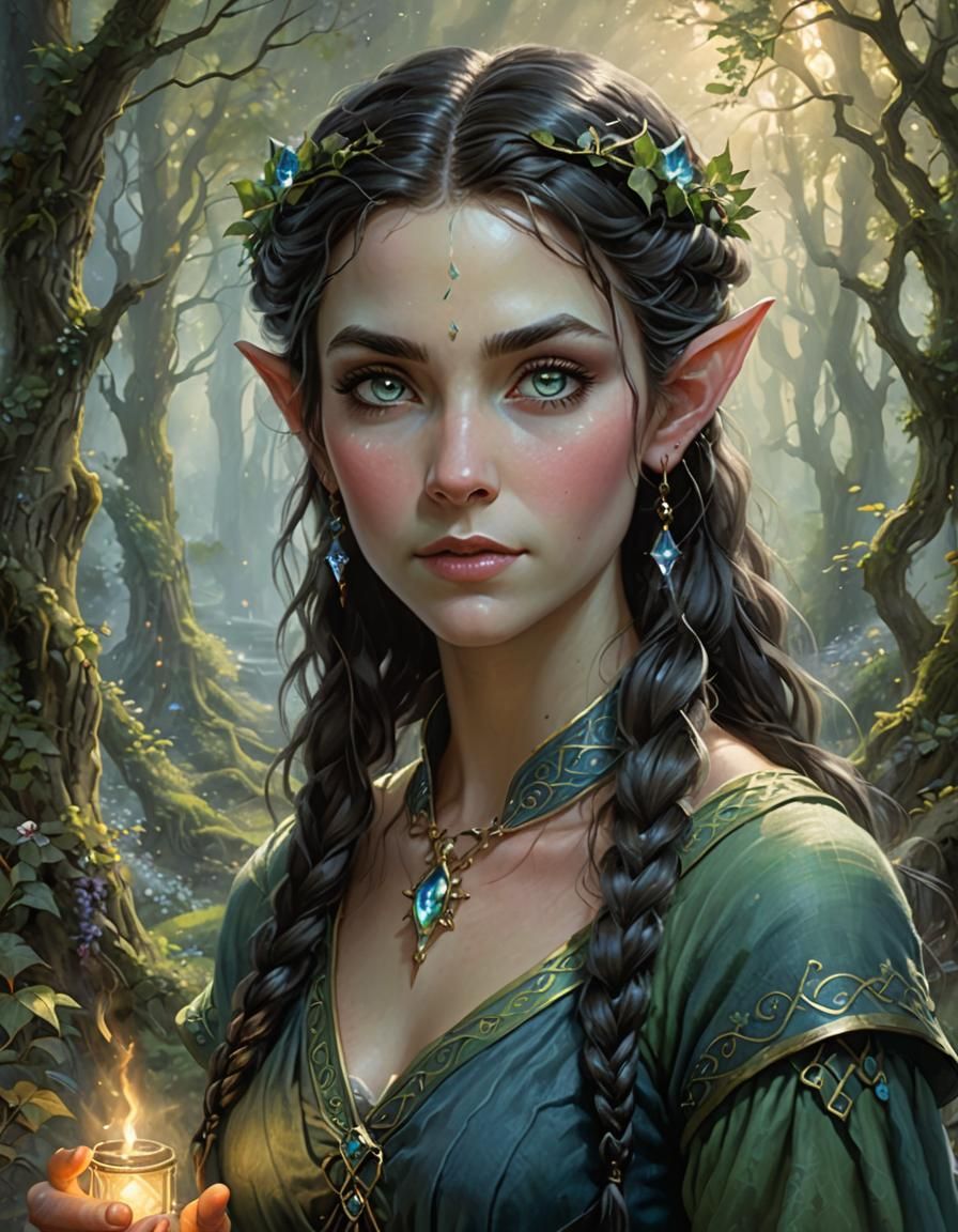 Fantasy Elf Druid Casting Magic Spell