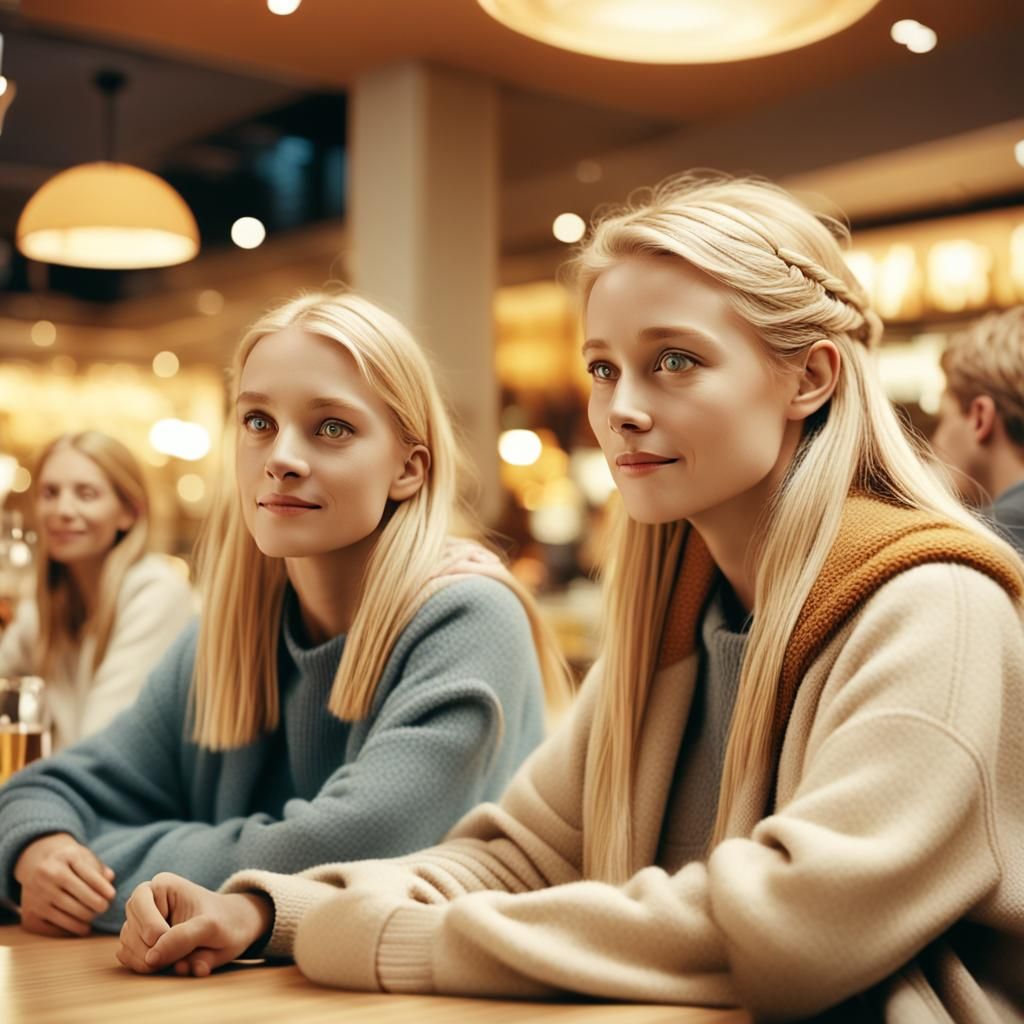 Cozy Restaurant Scene with Warm Golden Lighting
