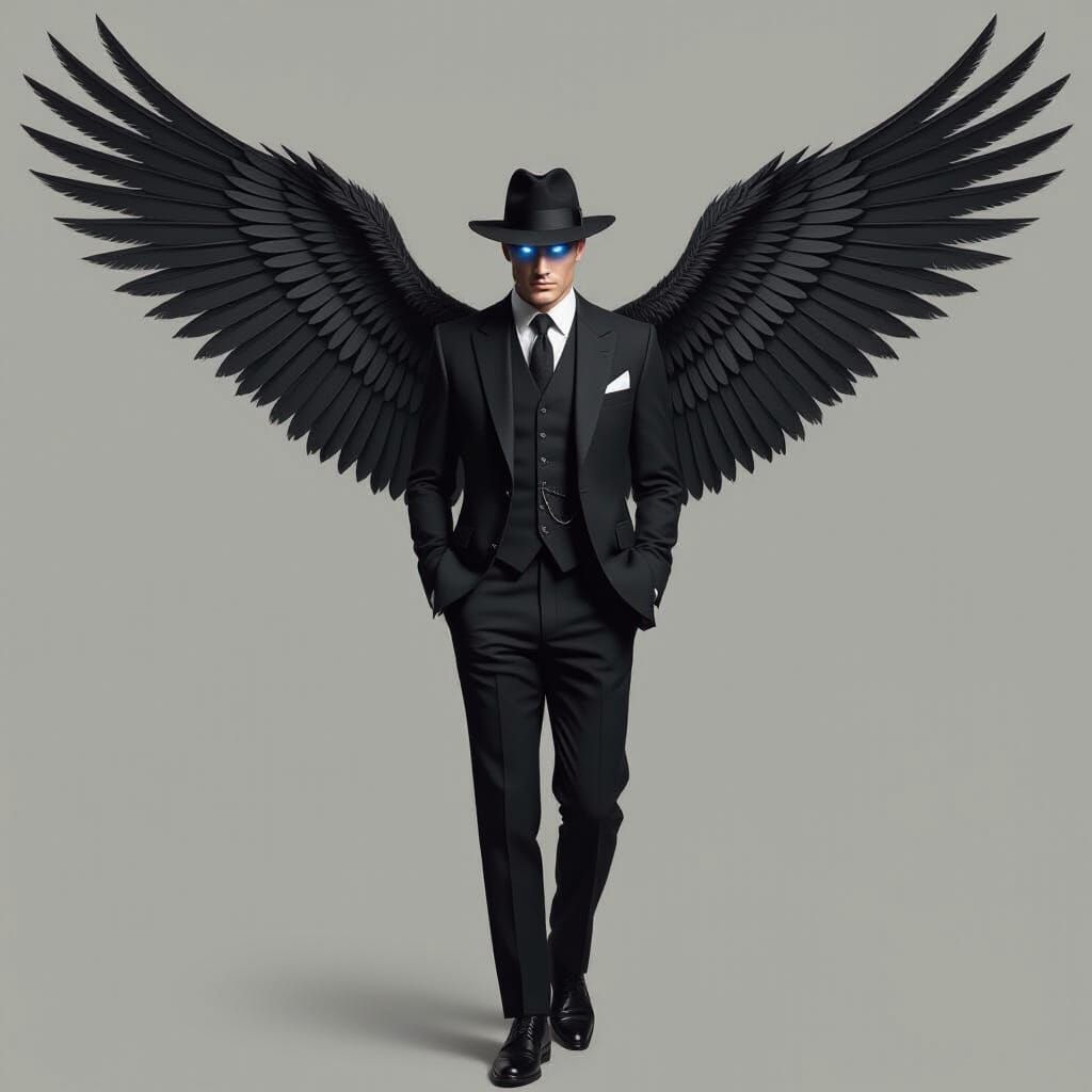 Man with Black Wings in 1920s Style