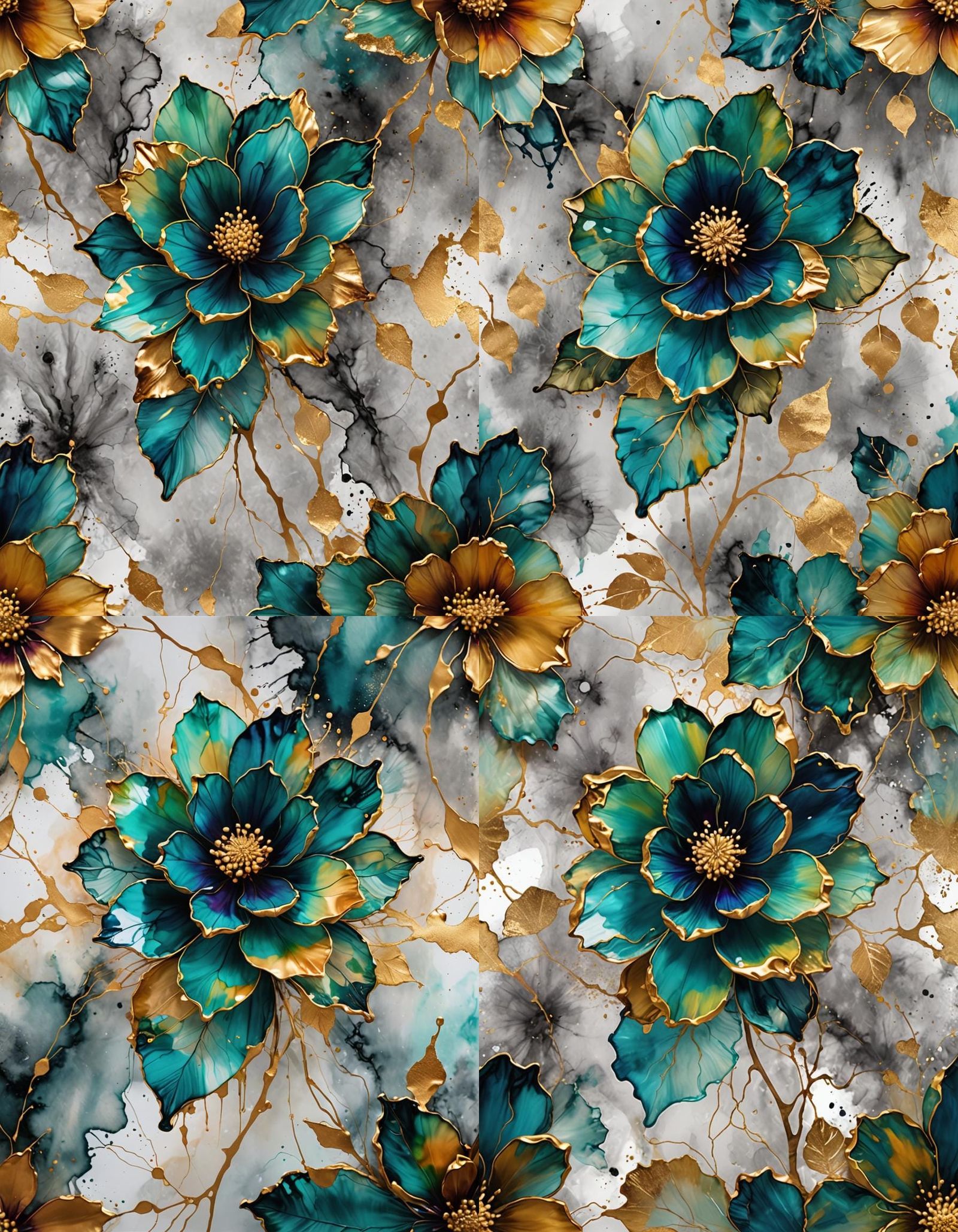 Abstract Flower in Razumovskaya-Inspired Style