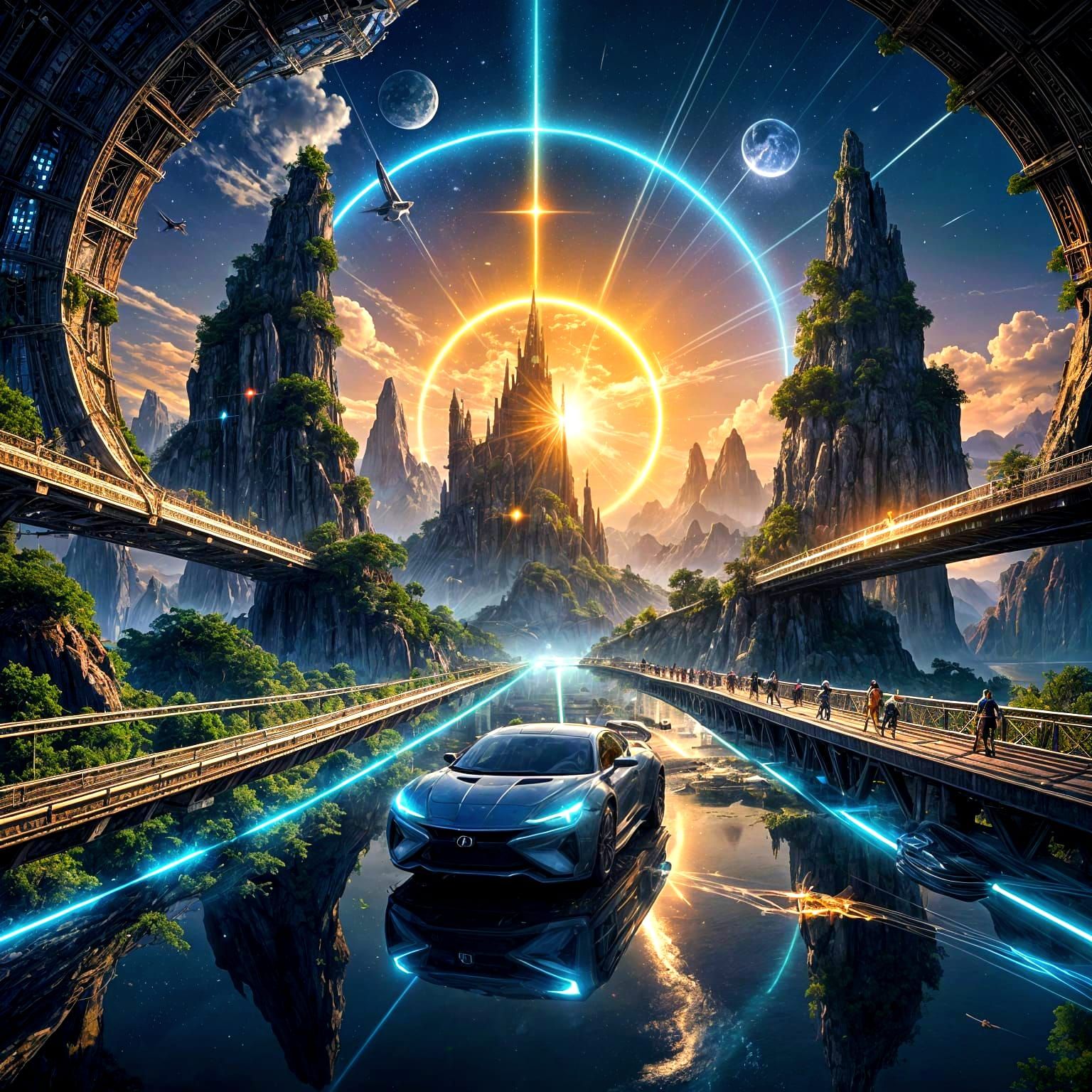 Majestic Convergence of Floating Realms in Vibrant Colors