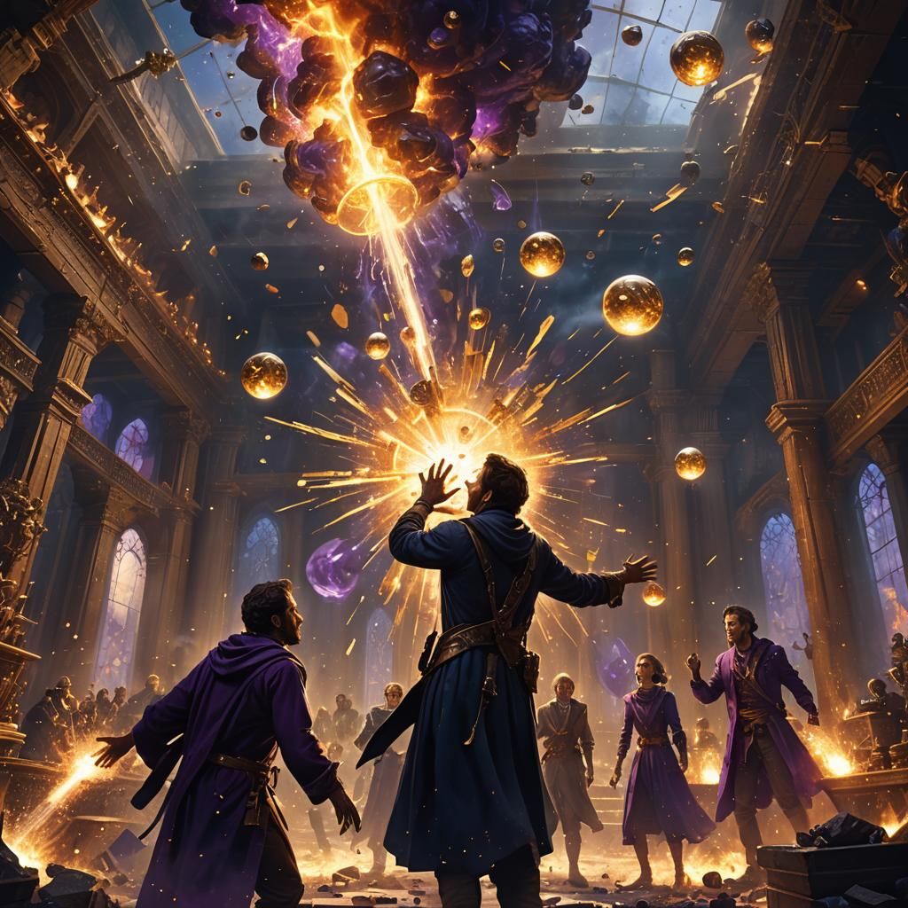 Explosive Argument in Mystical Lab: Digital Matte Painting