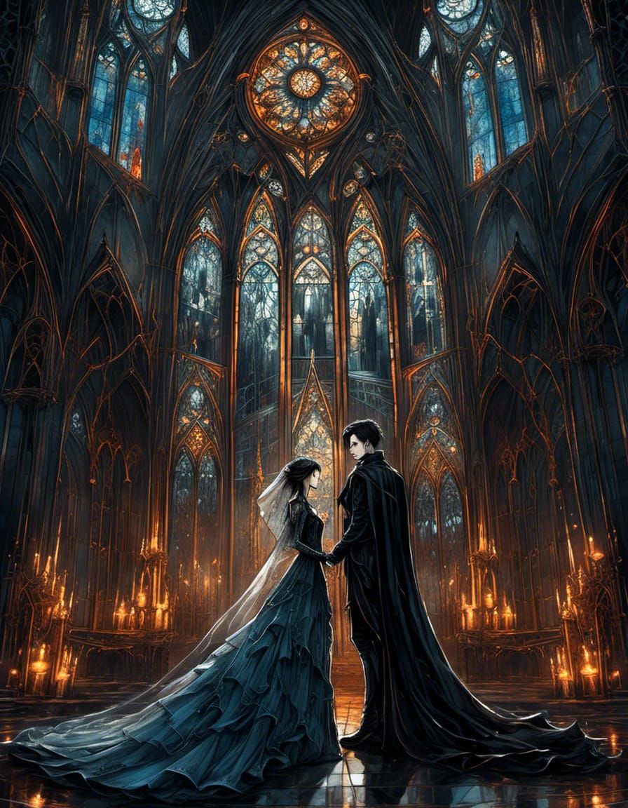 Gothic Wedding Invitation in Ornate Fantasy Style