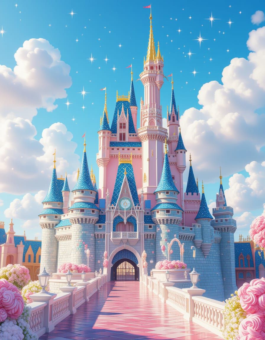 Ice Cream Castle in Fantastical Digital Art Style