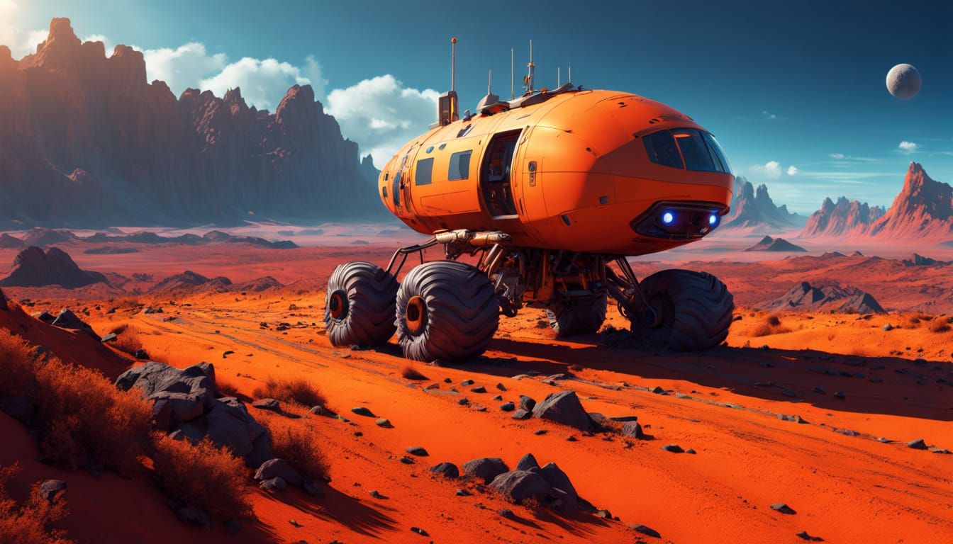 Distant Planet Landing in a Futuristic Style