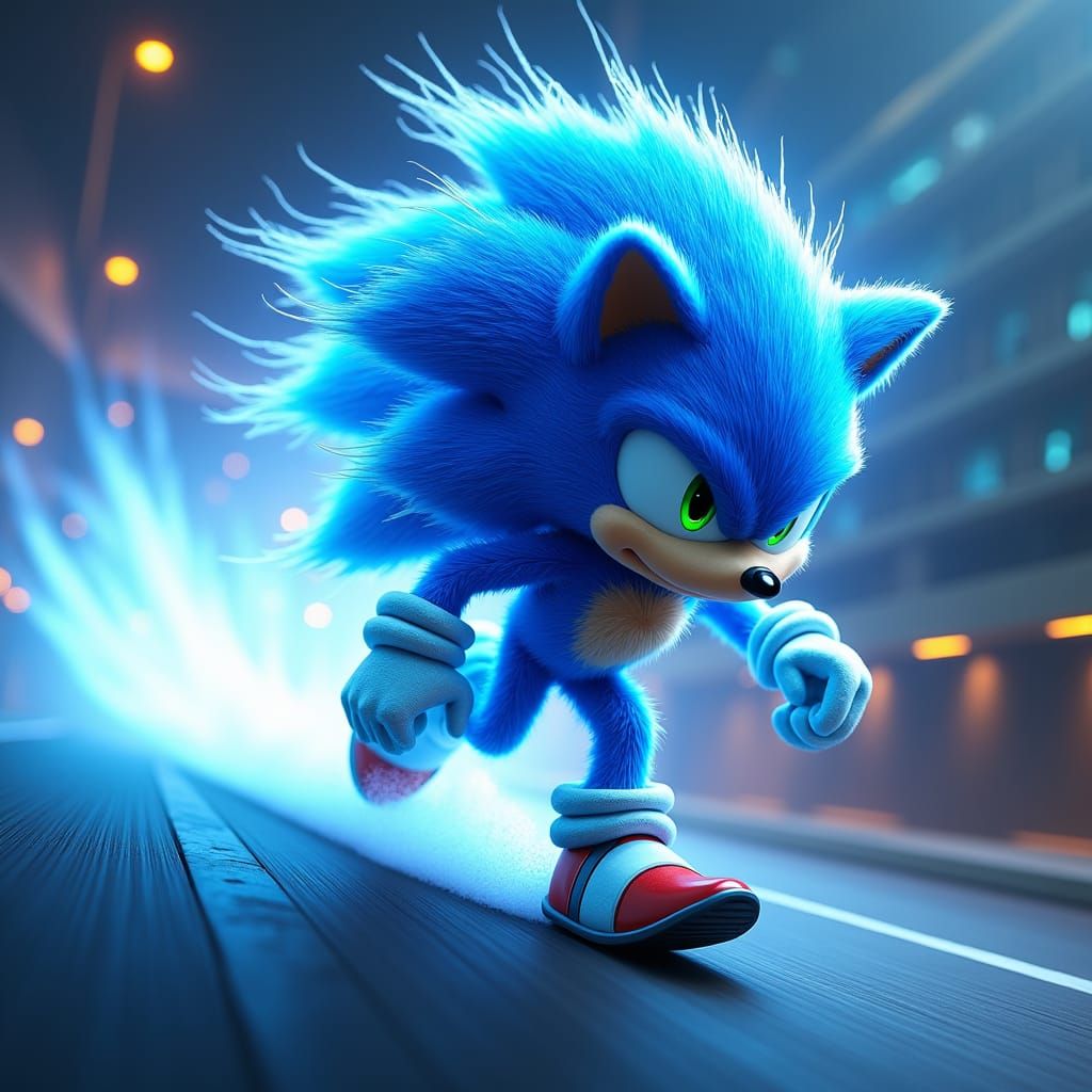 Blue Hedgehog Hyper Transformation in Detailed Matte Paintin...