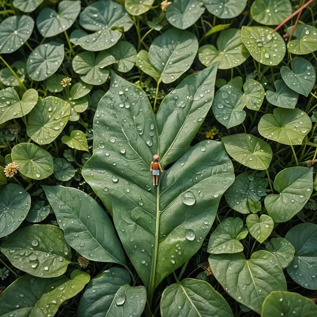 Tiny Human on Giant Leaf: Macro Photography