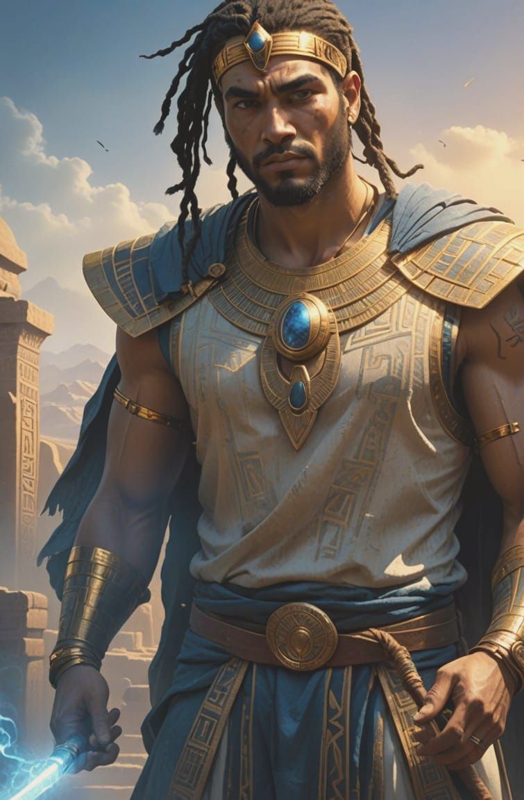 Egyptian Sorcerer in a Hidden Chamber