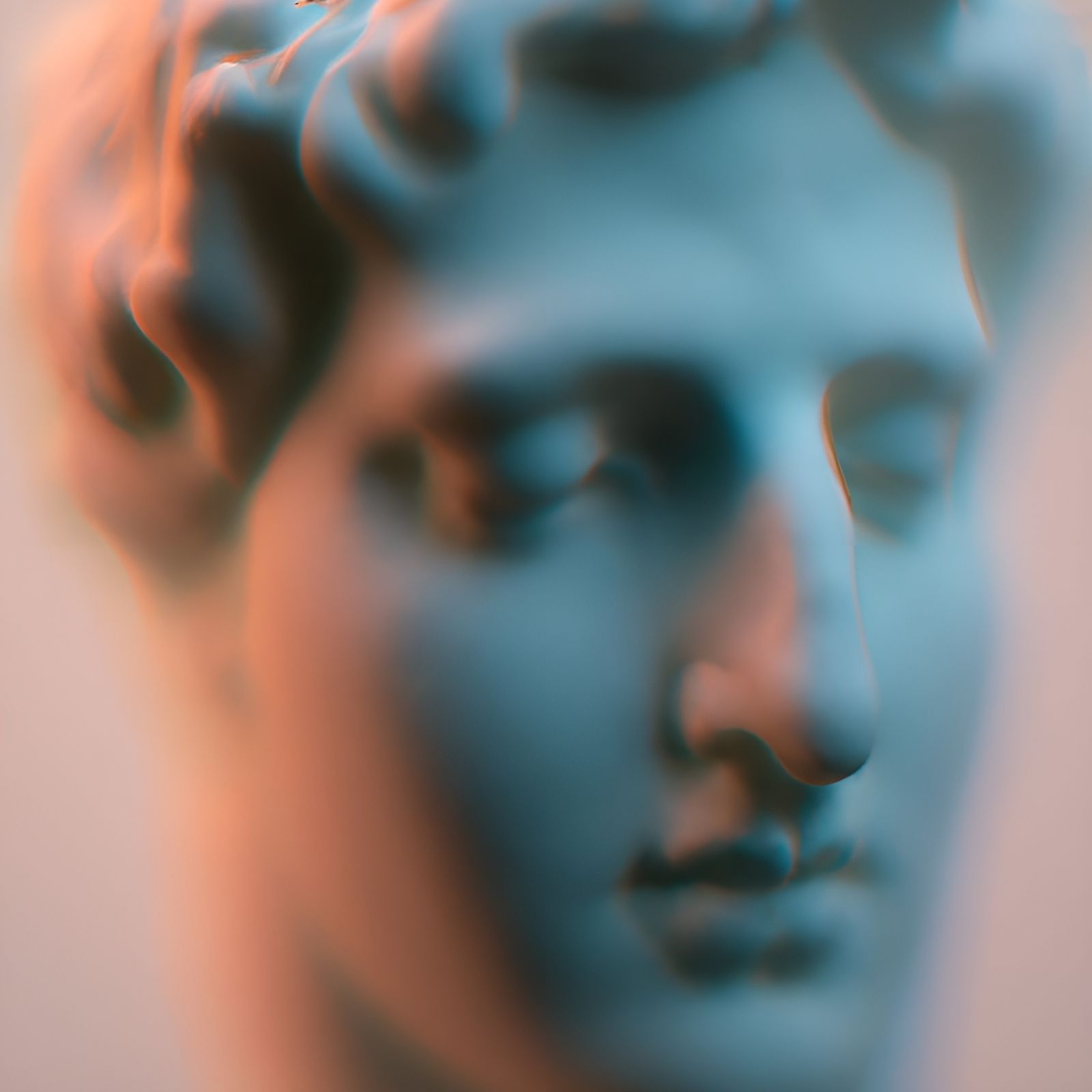 Ethereal Abstract Sculpture of Relaxed Male Model