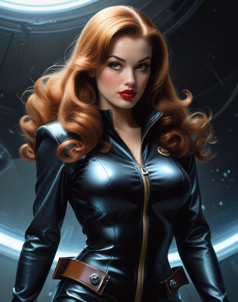 Retro Science Fiction Pinup Girl in Vintage Spacesuit