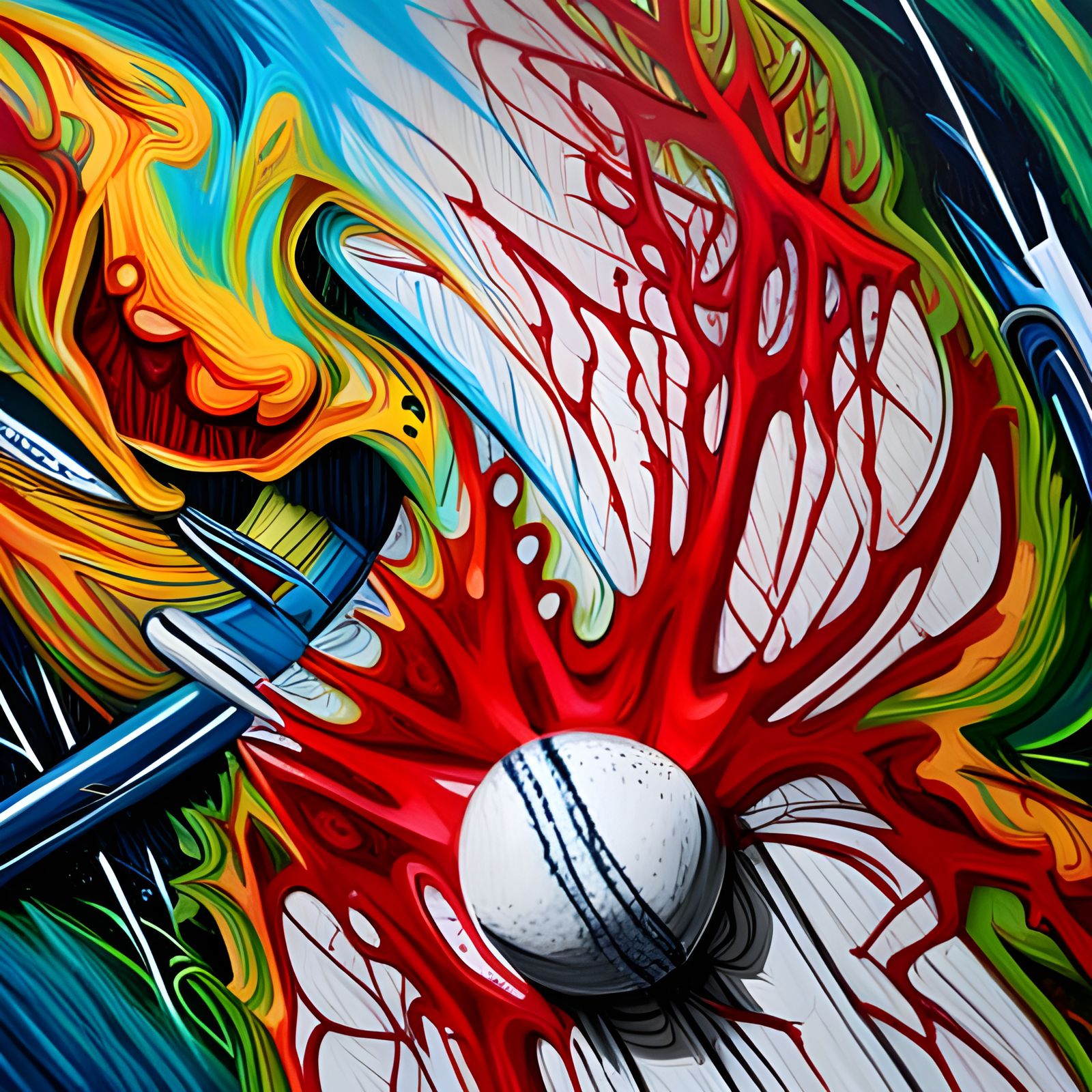Colorful Cricket in Graffiti Street Art Style