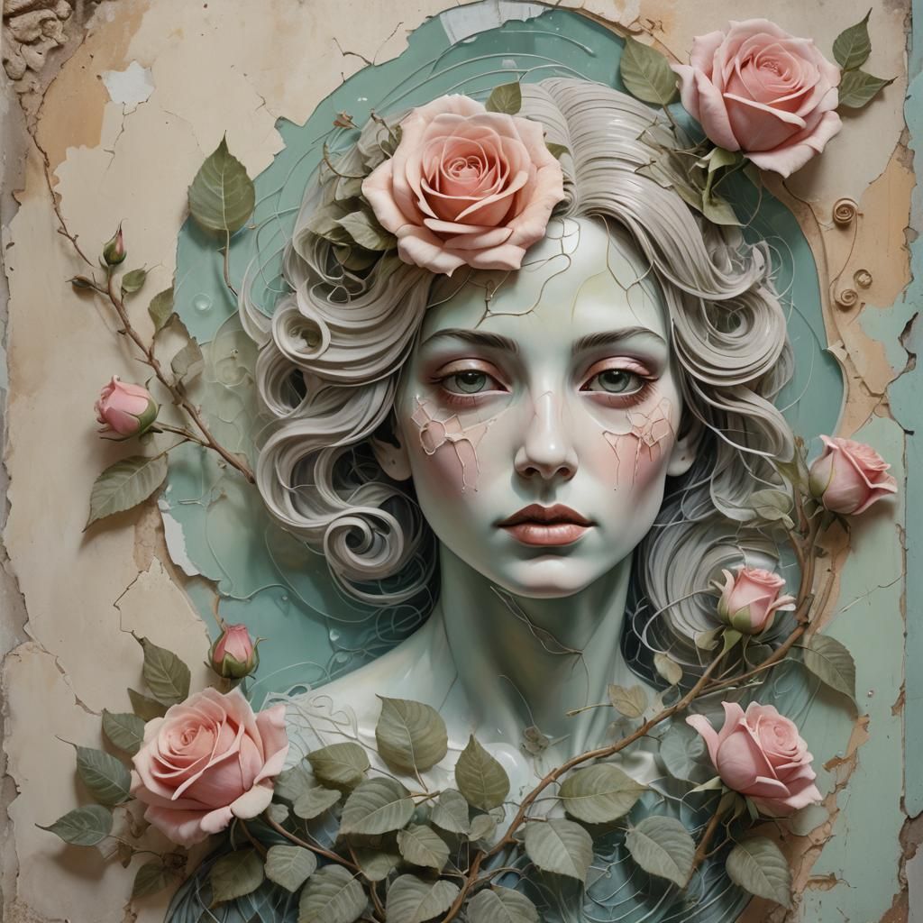 Surreal Rose Woman: Transparent Grotesque Beauty