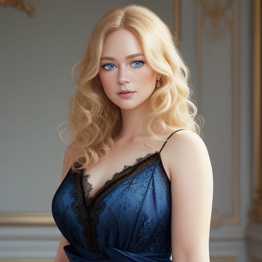 Elegant Chubby Woman in a Romantic Oil Painting