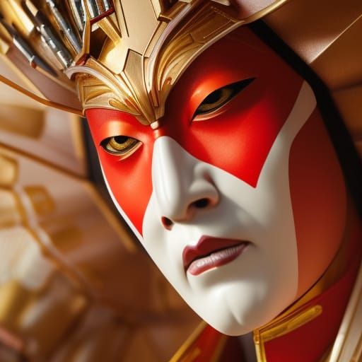Detailed Kabuki Mask Portrait in Unreal Engine 5