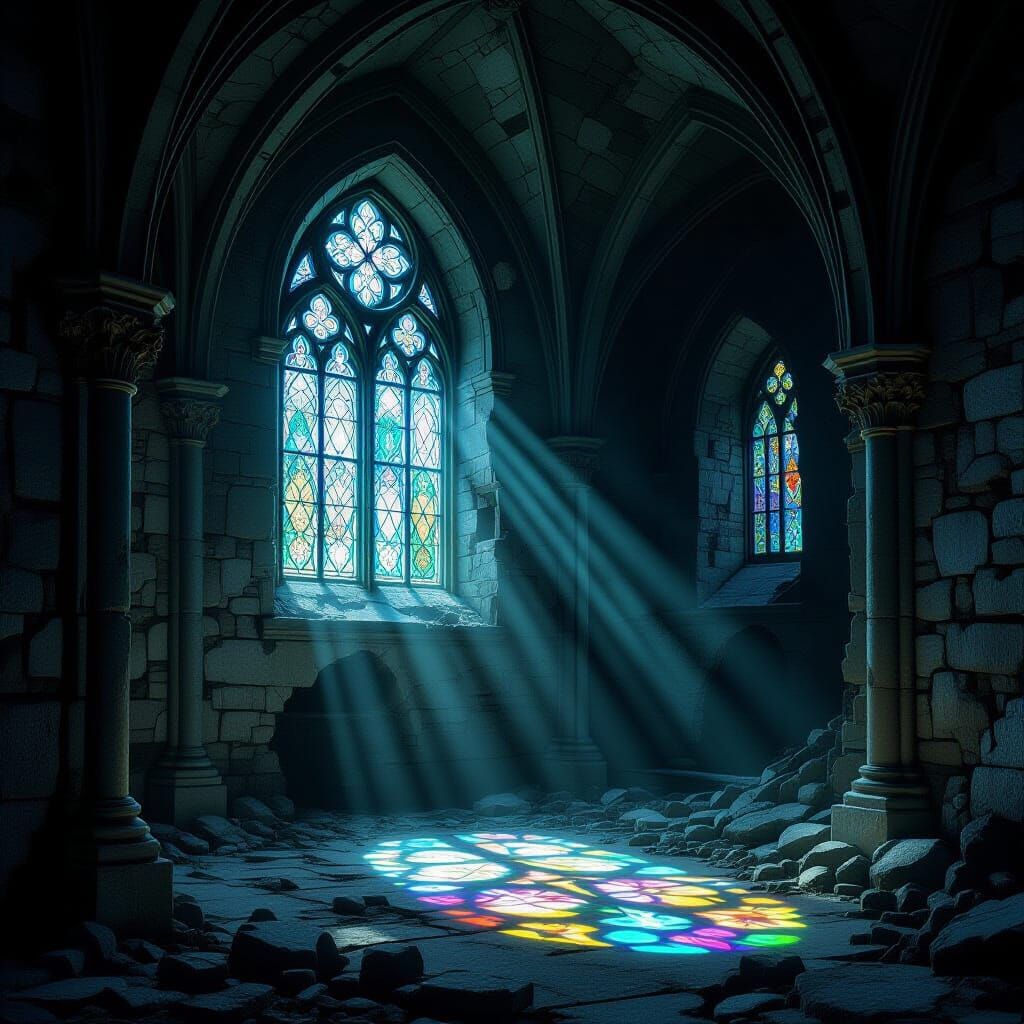 Moonlight Fractals in Ruined Church