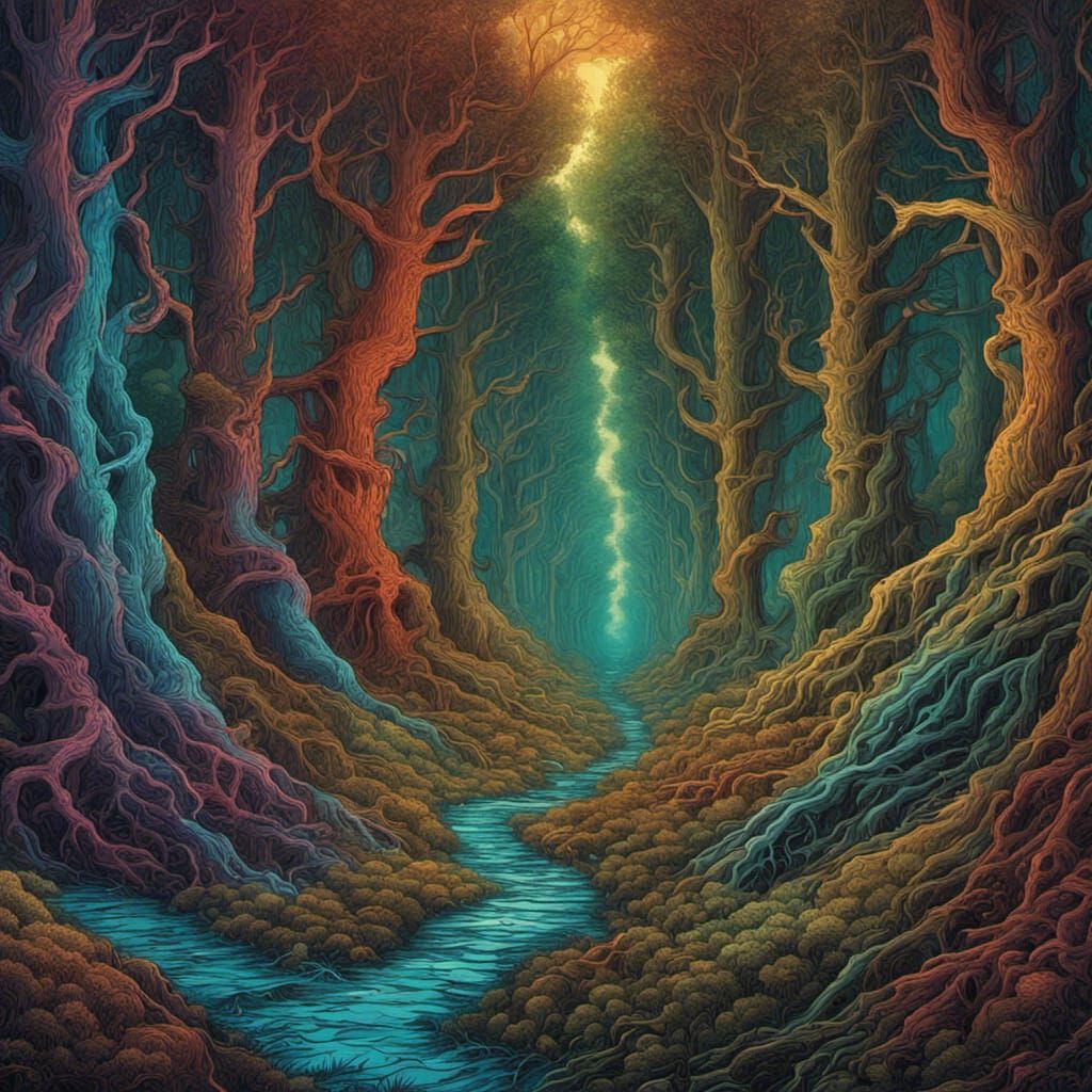 Surreal Saxophone Forest in Colorful 3D Style
