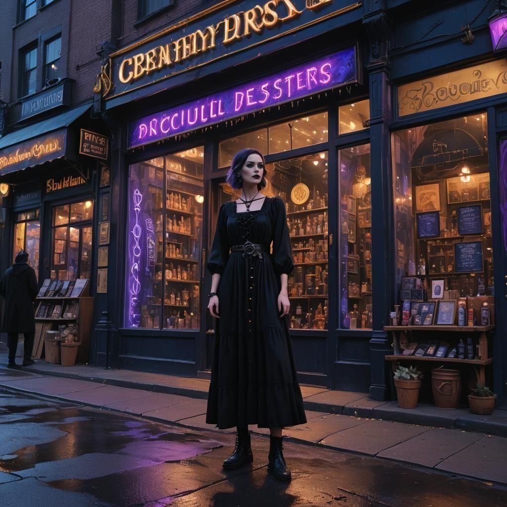 Bethany at the Occult Shop: Detailed Matte Painting