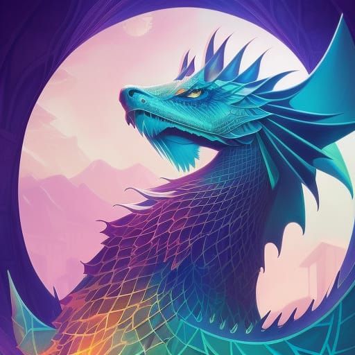 Geometric Dragon in Fractal Art Style