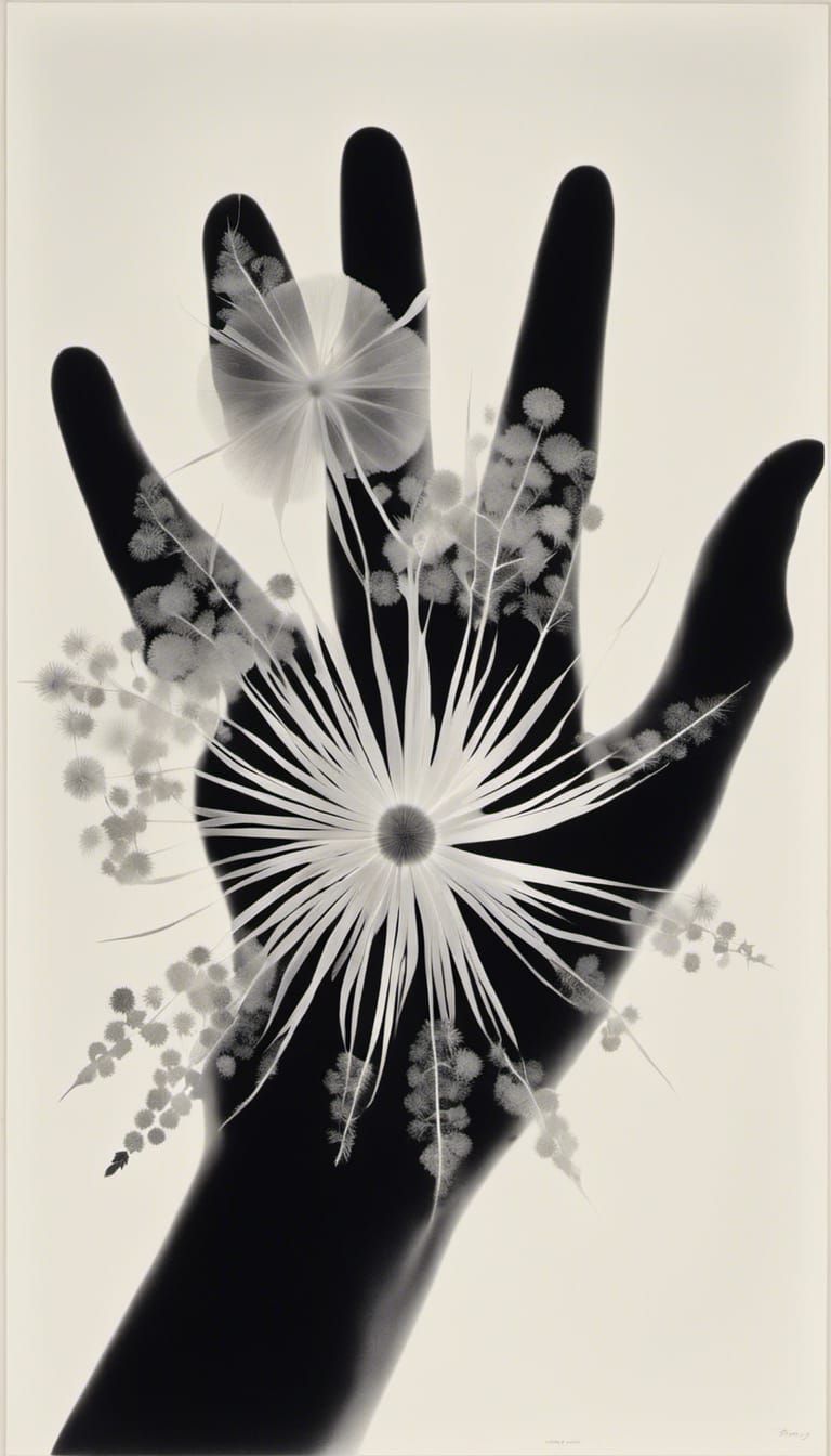 <lora:Photo gram Whitebird:1.0> Human hand , Rayograph By Ma...