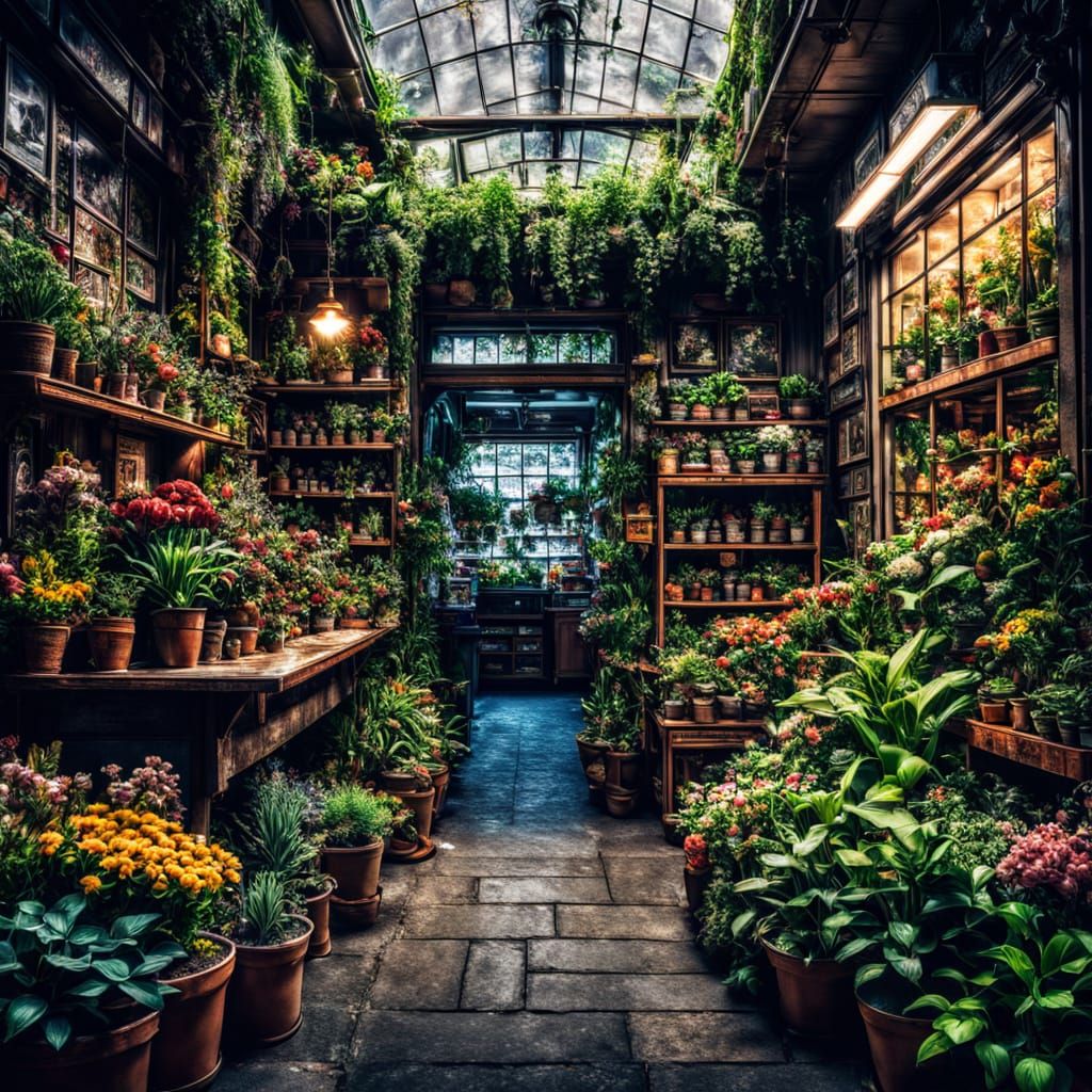 Vibrant Urban Oasis in Hyperrealistic Detail