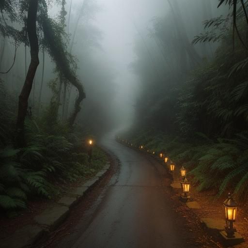 Atmospheric Jungle Path in Fog: Digital Matte Painting