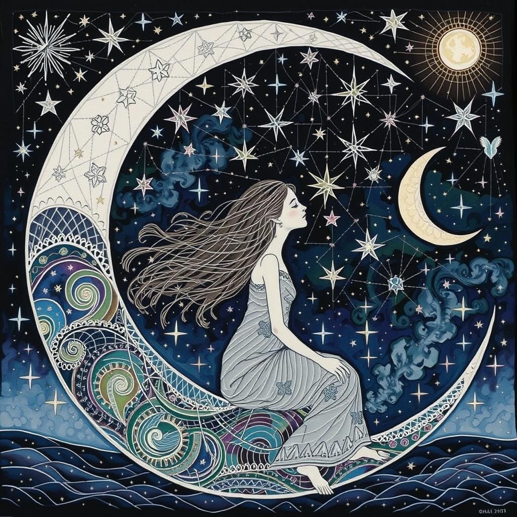 Intricate String Art with Embroidery and Tatting