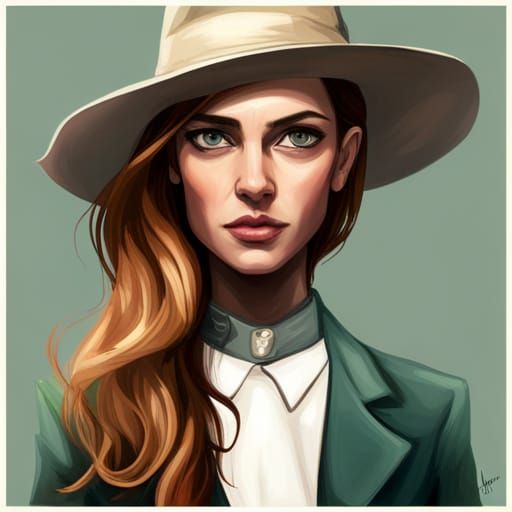 Detective Woman Portrait in Digital Art Style