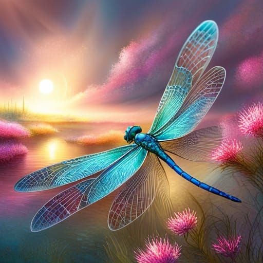 Exquisite Dragonfly Digital Art in Hyperrealistic Style