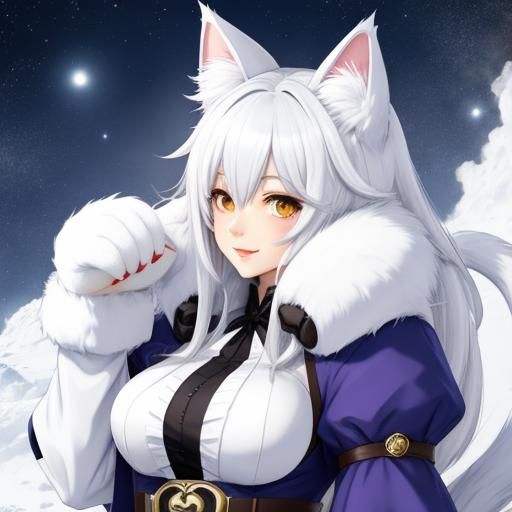 Anime Catgirl with Furry Paws