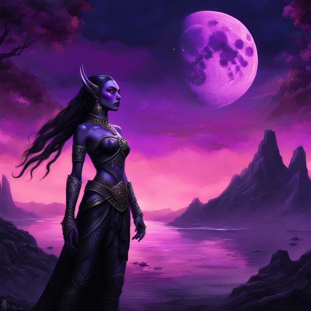 Dark Elf Goddess in Shadows: Fantasy Art