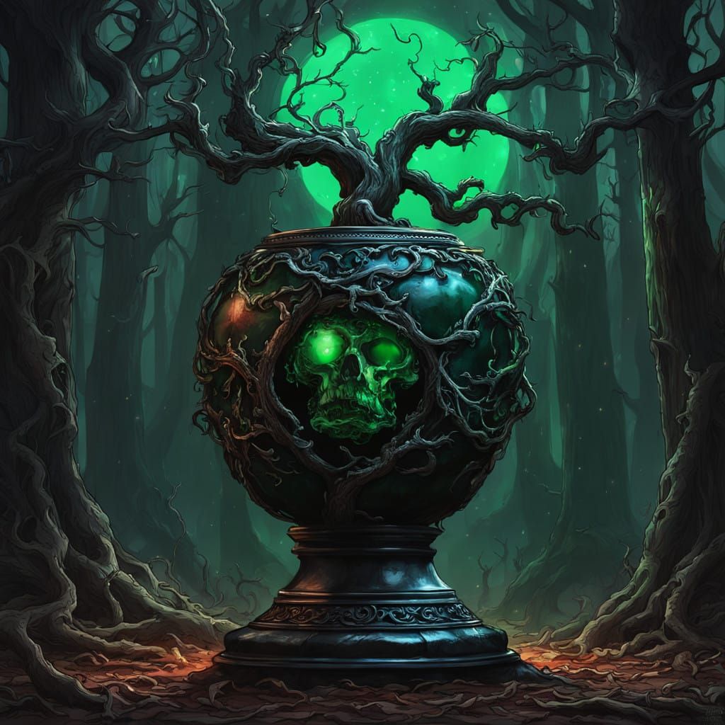 Dark Fantasy Poison Apple in Gothic Horror Style
