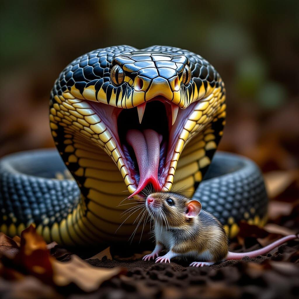 Cobra Swallowing Rat in Wildlife Photography Style