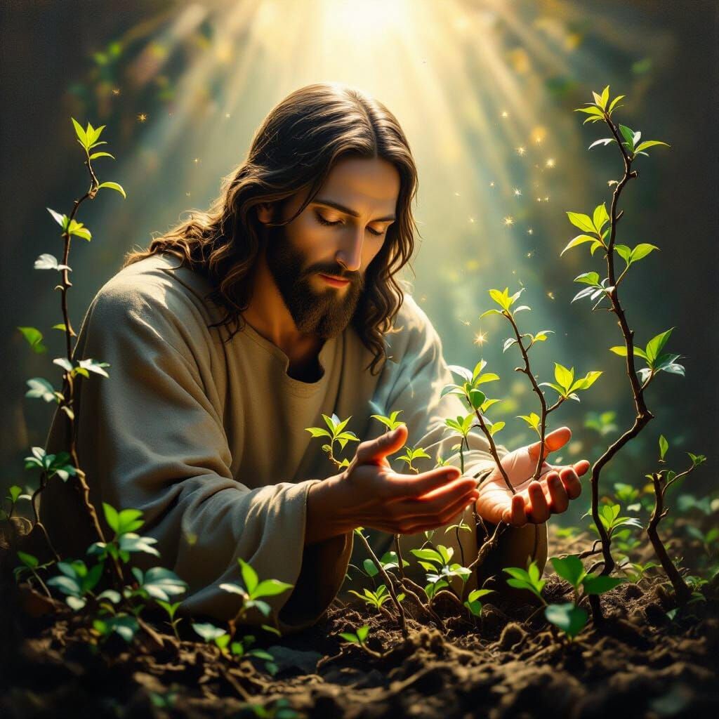Jesus Revives Barren Plants in Renaissance Style