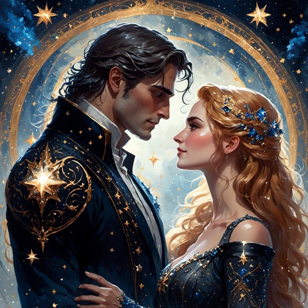 Starlit Couple Portrait in Romantic Fantasy Style