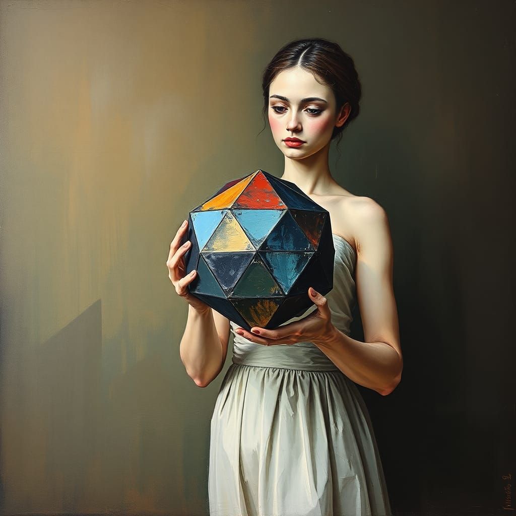 Woman holding Dodecahedron (Again)