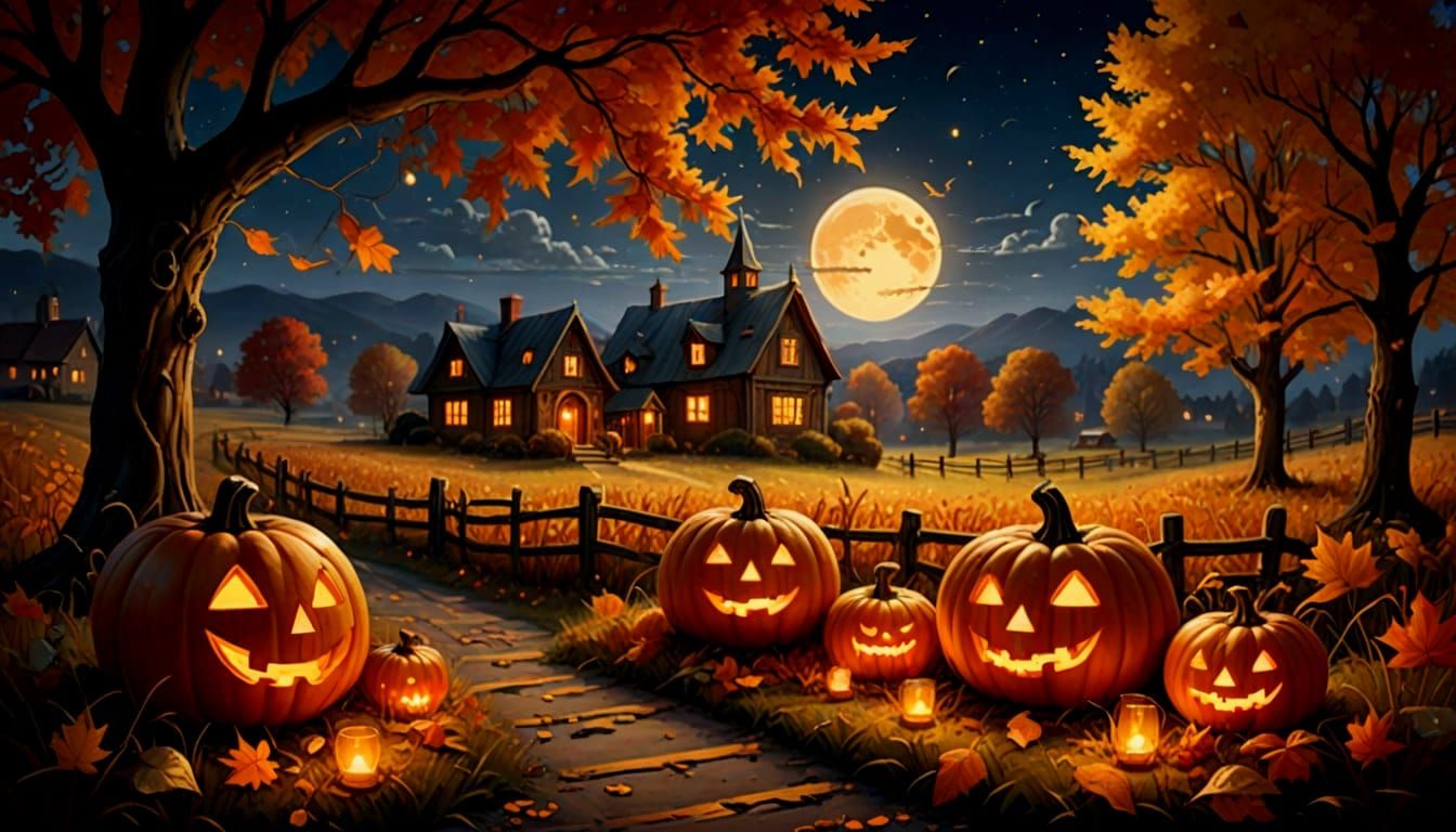 Ethereal Autumn Harvest Pumpkins by Candlelight