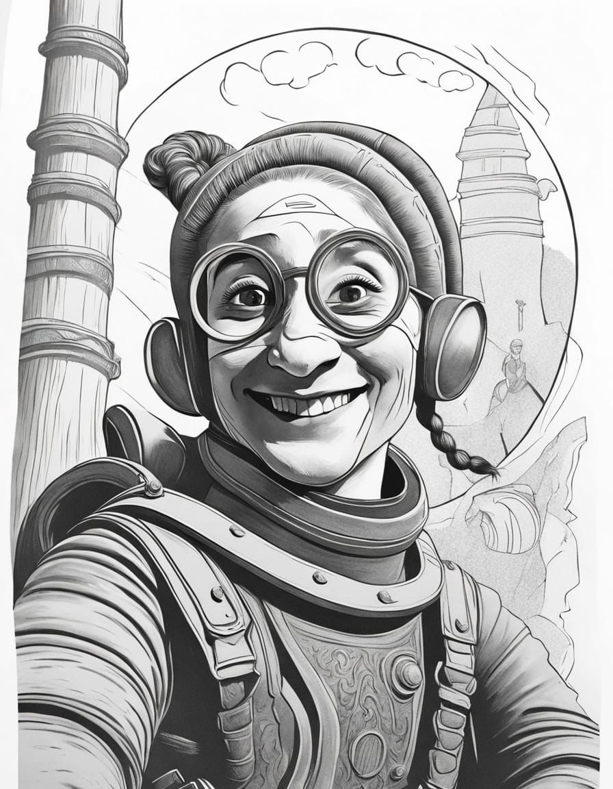 Viking Warriors in Nordic Landscape, Charcoal Drawing in Man...