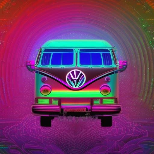 Cyberpunk Hippie Van in Astral Cosmic Style