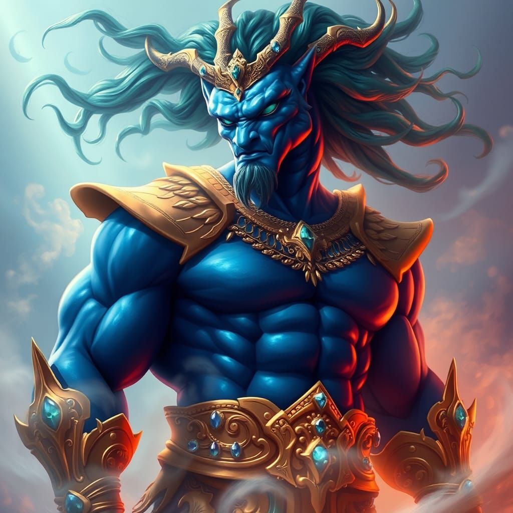 Colossal Blue Triton in Luminous Style