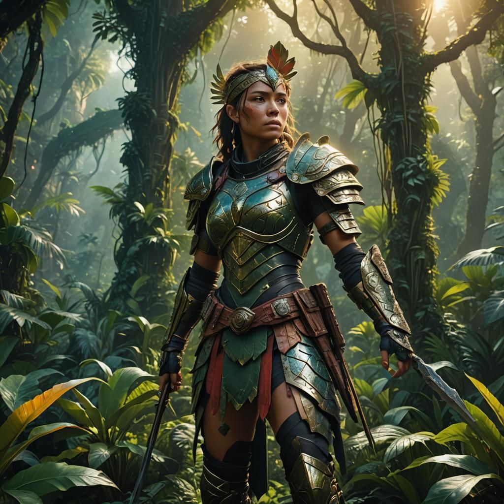 Female Warrior in Jungle, Fantasy Concept Art