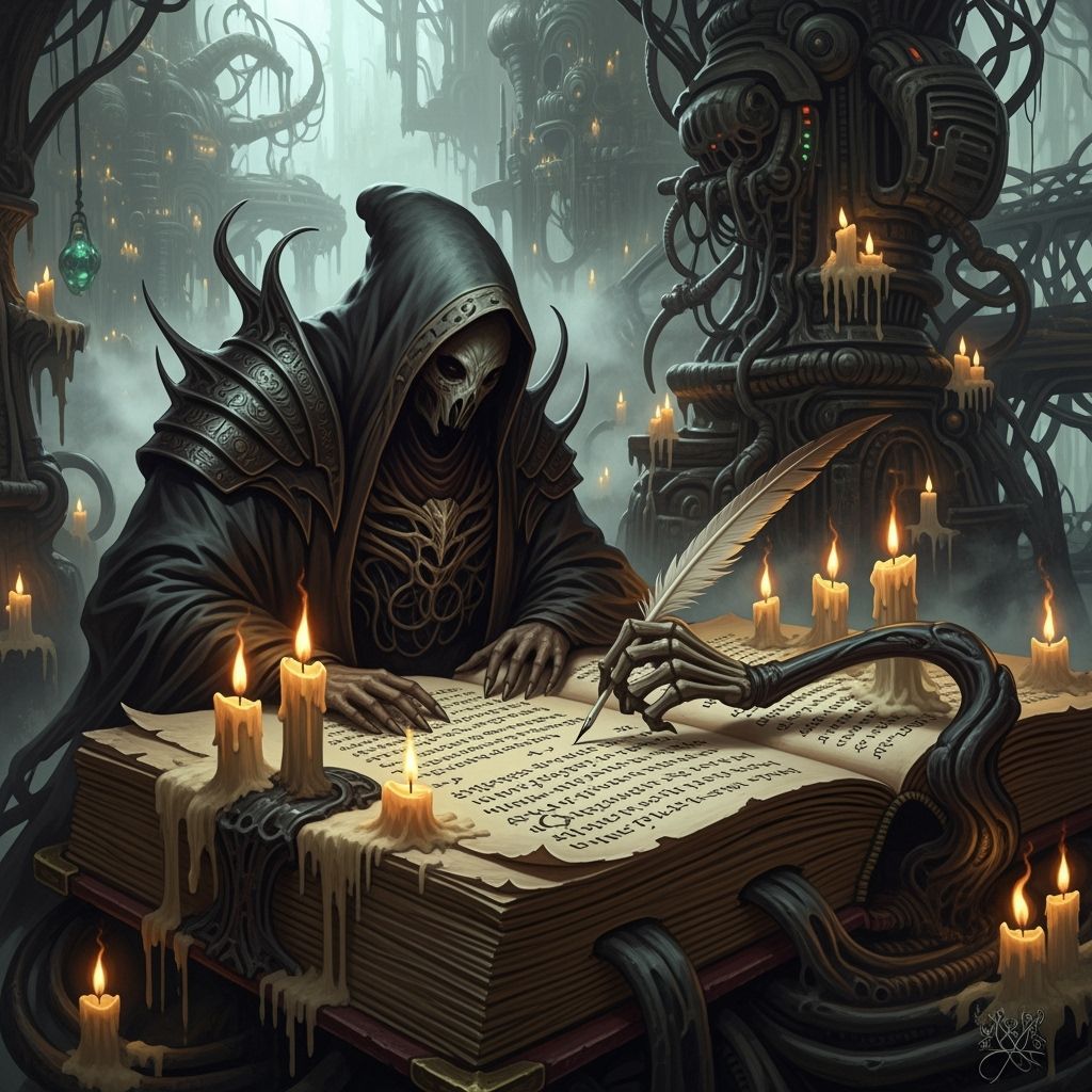 Ominous Ritual Scene in Surreal Style