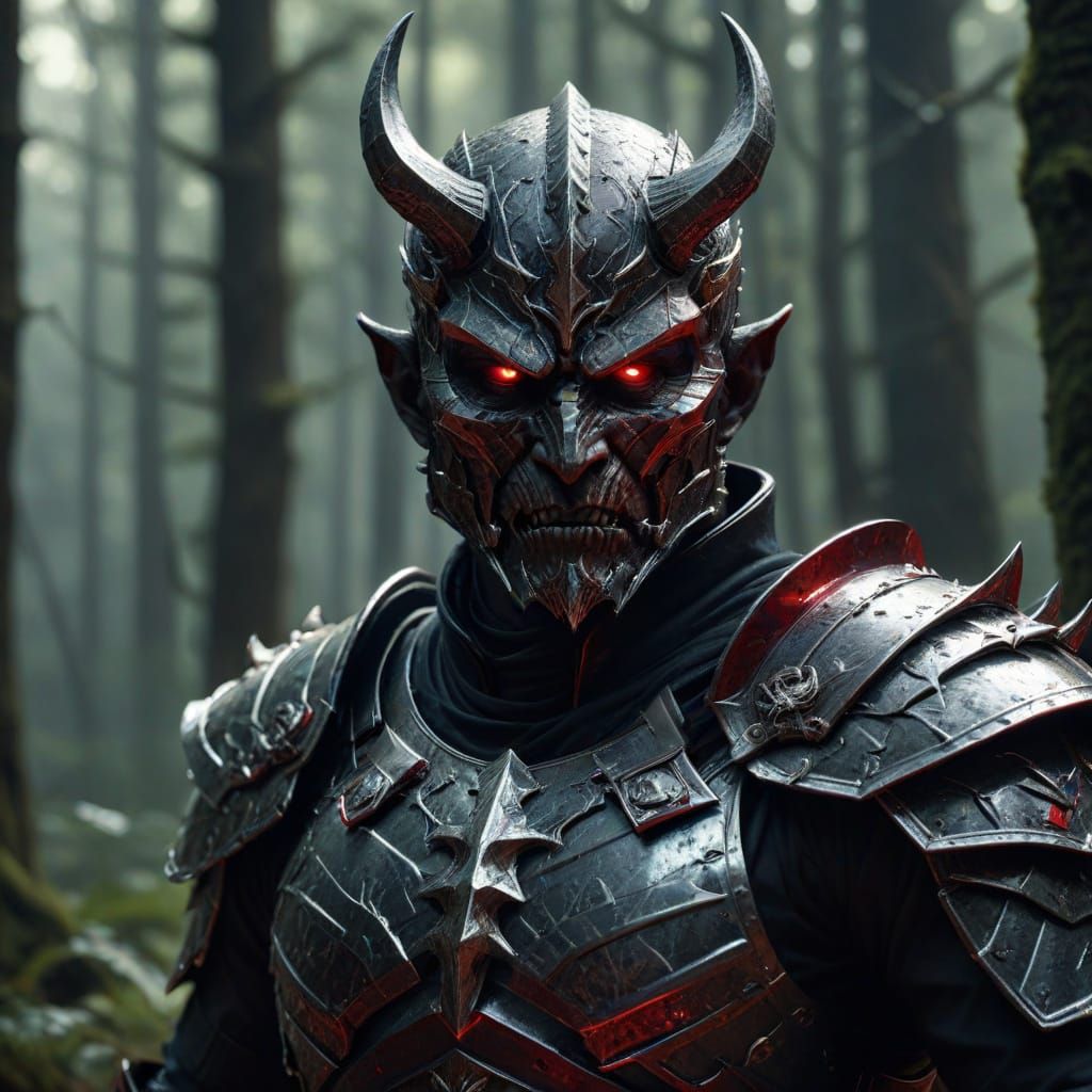 Cyberpunk Demon Warrior in Imperial Uniform