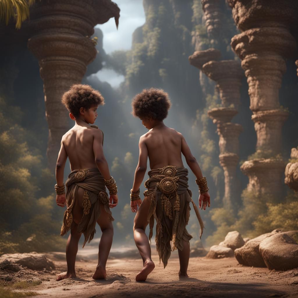 Boys Playing: Detailed Fantasy Concept Art